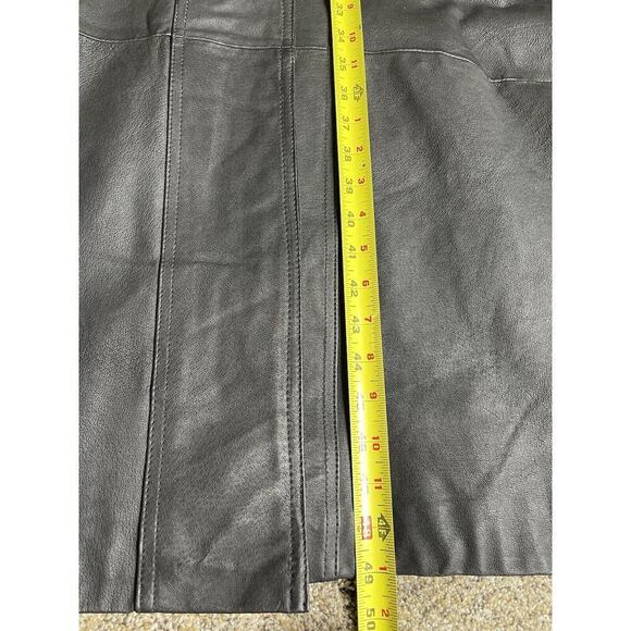 Vintage 80s Outbrook Leather Trench Coat Car Jacket Navajo Tribal Size 2XL - Picture 8 of 10